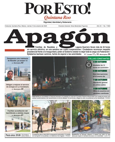 Portada de Por Esto (quintana Roo Chetumal) del viernes, 10 de octubre de 2025