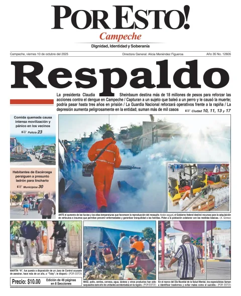 Portada de Por Esto (campeche) del viernes, 10 de octubre de 2025