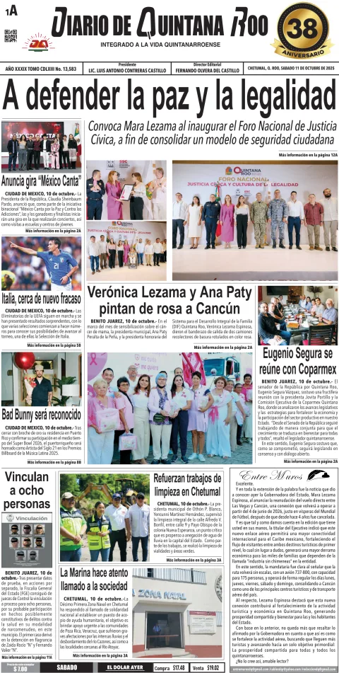 Portada de Diario de Quintana Roo (portada)