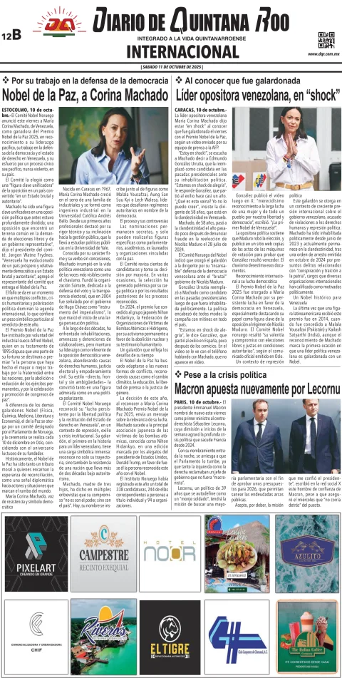 Portada de Diario de Quintana Roo (contra Portada)