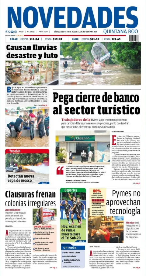 Portada de Novedades Quintana Roo