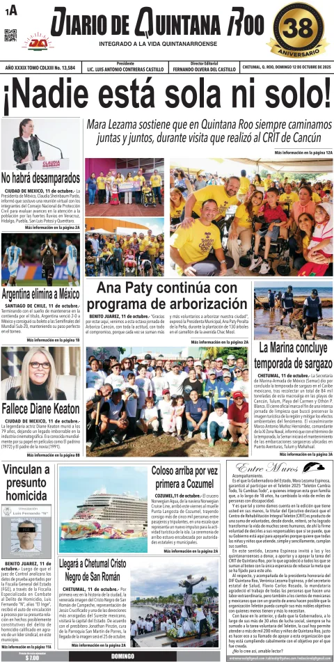Portada de Diario de Quintana Roo (portada)