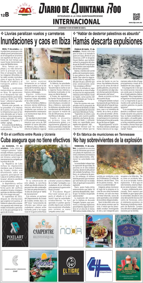 Portada de Diario de Quintana Roo (contra Portada)