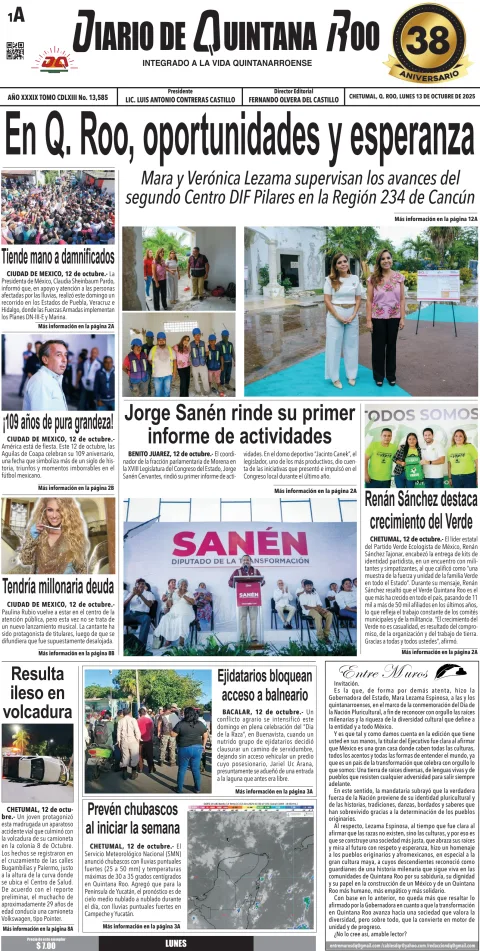 Portada de Diario de Quintana Roo (portada)