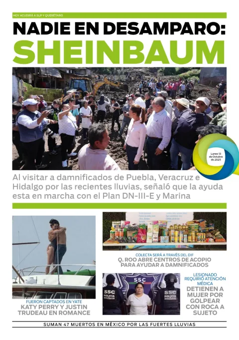 Portada de El Quintana Roo (contraportada) del lunes, 13 de octubre de 2025