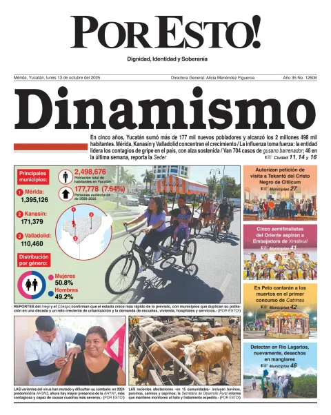 Portada de Por Esto (merida, Yucatan) del lunes, 13 de octubre de 2025
