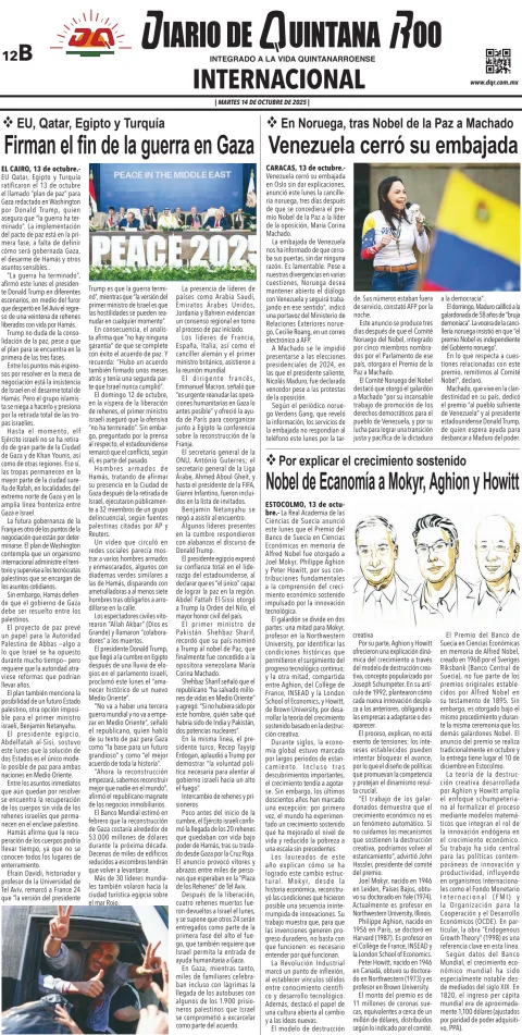 Portada de Diario de Quintana Roo (contra Portada)