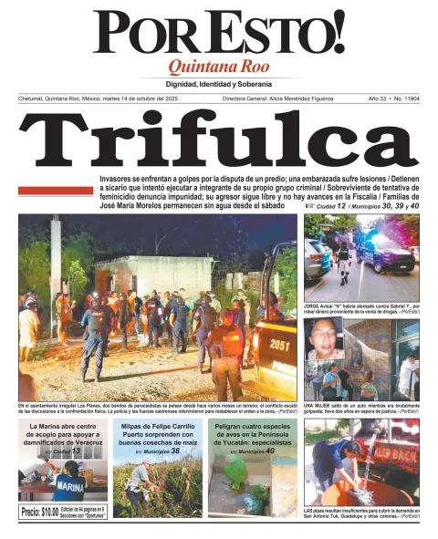 Portada de Por Esto (quintana Roo Chetumal) del martes, 14 de octubre de 2025