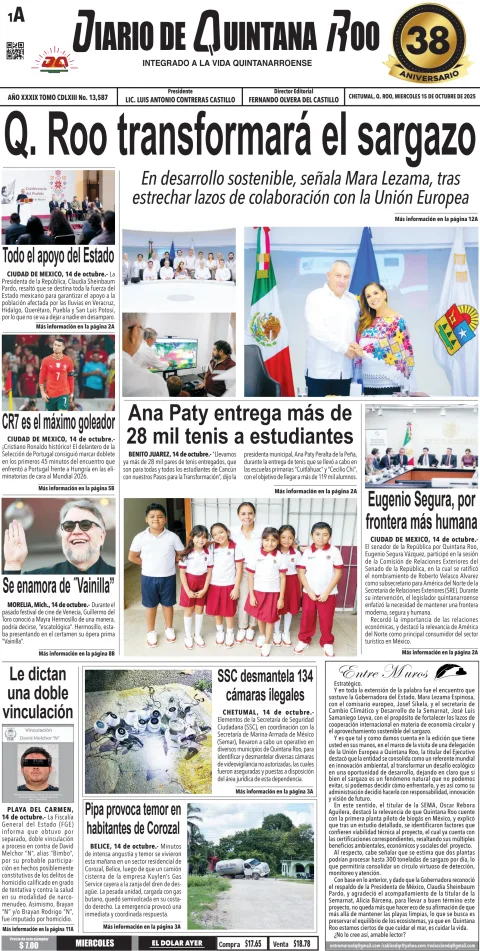 Portada de Diario de Quintana Roo (portada)