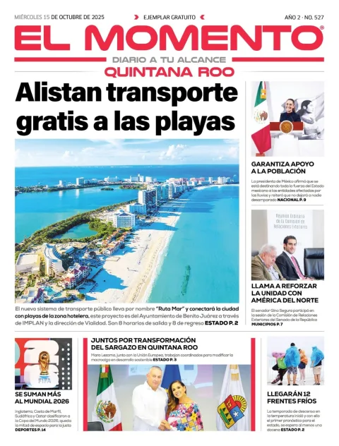 Portada de El Momento Quintana Roo