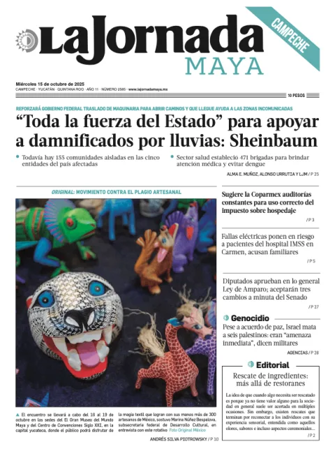 Portada de La Jornada Maya Campeche del miércoles, 15 de octubre de 2025