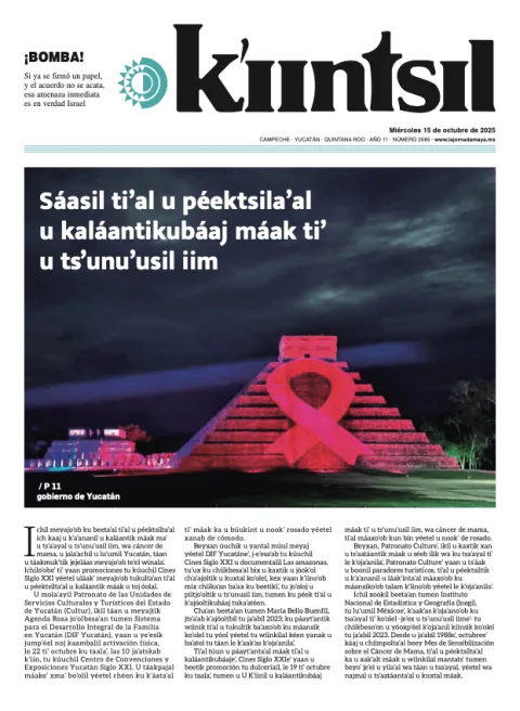 Portada de La Jornada - Kiintsil del miércoles, 15 de octubre de 2025
