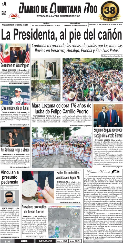 Portada de Diario de Quintana Roo (portada)