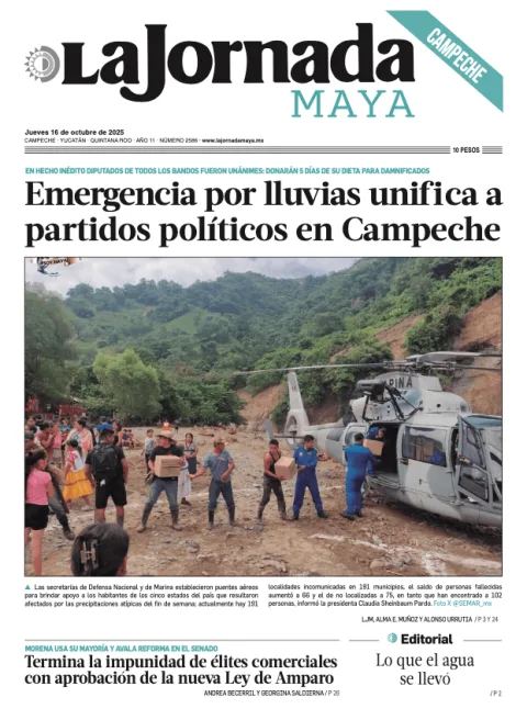 Portada de La Jornada Maya Campeche del jueves, 16 de octubre de 2025