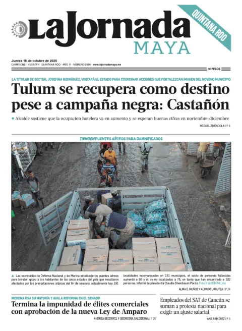 Portada de La Jornada Maya Quintana Roo del jueves, 16 de octubre de 2025