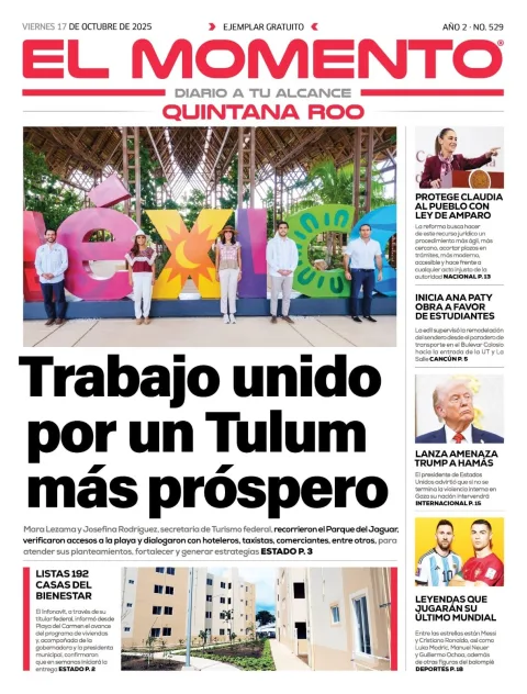 Portada de El Momento Quintana Roo