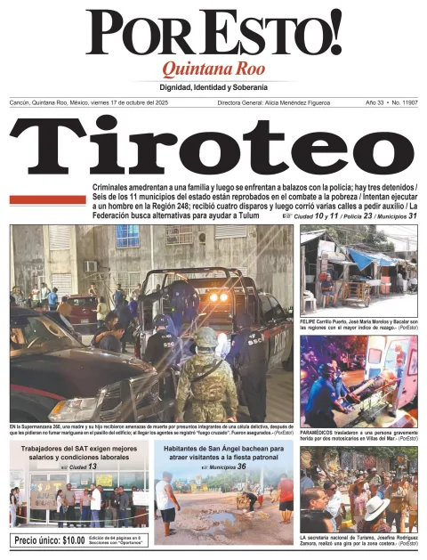 Portada de Por Esto (quintana Roo Cancun) del viernes, 17 de octubre de 2025