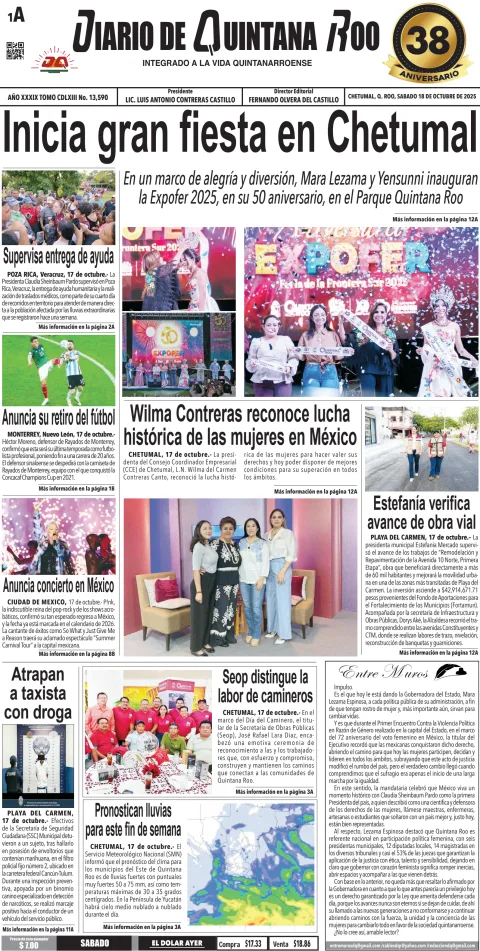 Portada de Diario de Quintana Roo (portada)
