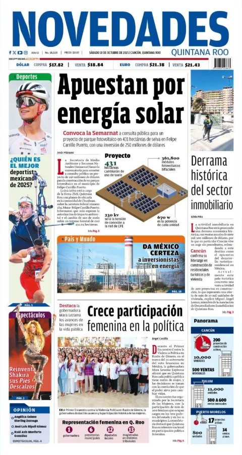 Portada de Novedades Quintana Roo