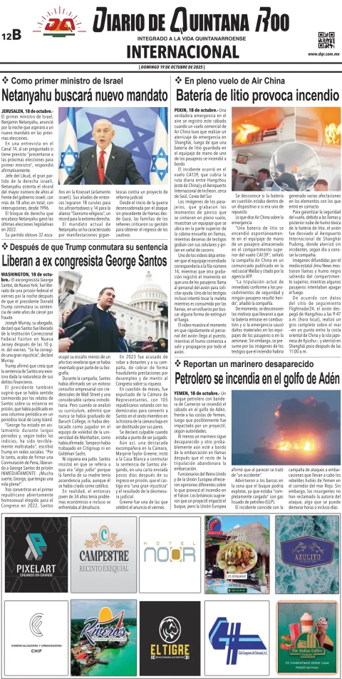 Portada de Diario de Quintana Roo (contra Portada)
