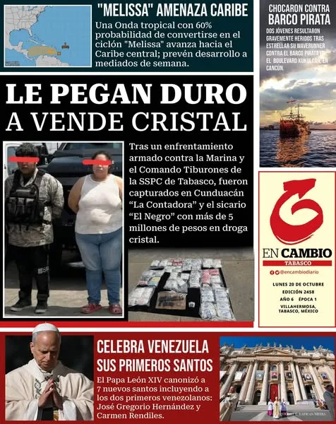 Portada de En Cambio - Tabasco (contraportada) del lunes, 20 de octubre de 2025