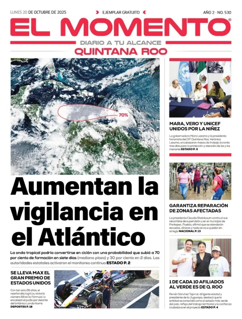 Portada de El Momento Quintana Roo del lunes, 20 de octubre de 2025