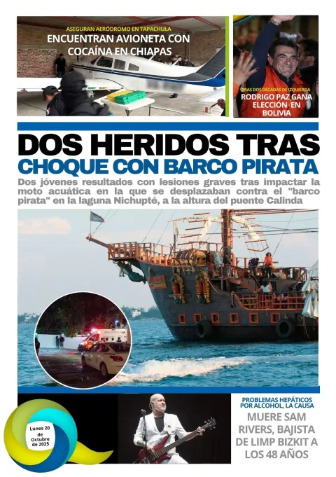 Portada de El Quintana Roo (contraportada) del lunes, 20 de octubre de 2025