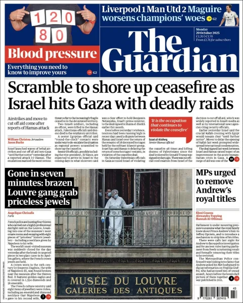 Portada de The Guardian (reino Unido)