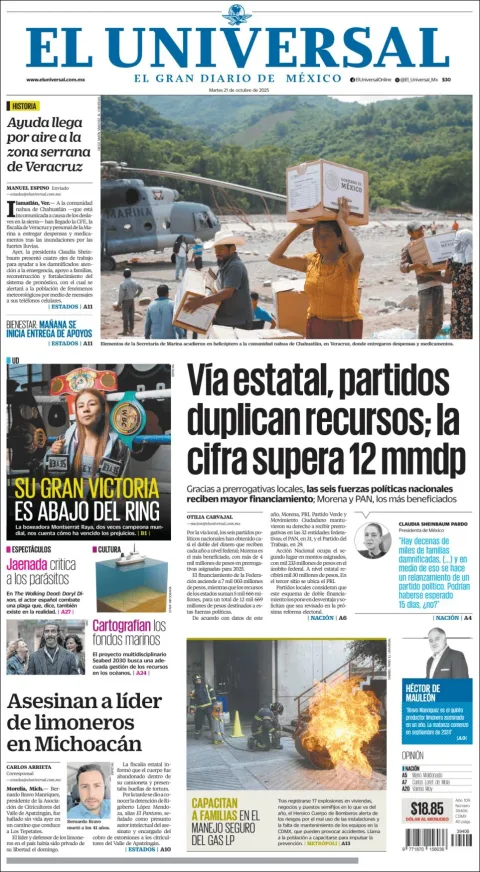 Portada de El Universal