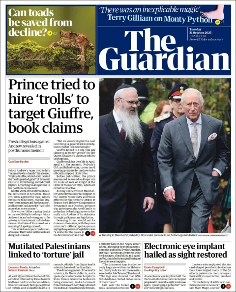 Portada de The Guardian (reino Unido)