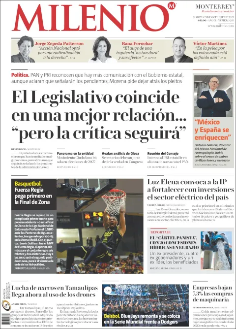 Portada de Milenio del martes, 21 de octubre de 2025