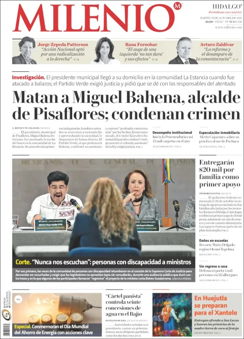 Portada de Milenio Hidalgo del martes, 21 de octubre de 2025