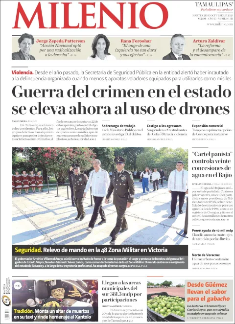 Portada de Milenio Tamaulipas del martes, 21 de octubre de 2025