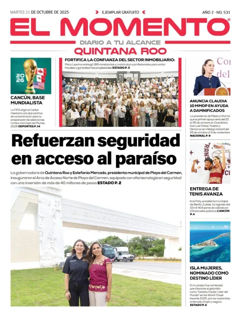 Portada de El Momento Quintana Roo del martes, 21 de octubre de 2025