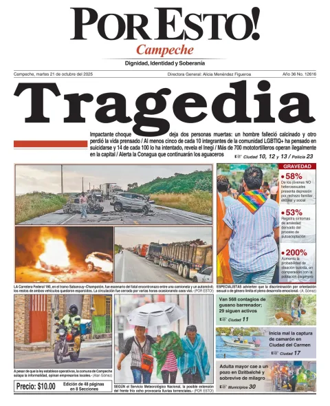 Portada de Por Esto (campeche) del martes, 21 de octubre de 2025