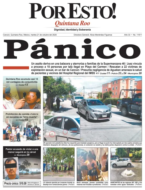 Portada de Por Esto (quintana Roo Cancun) del martes, 21 de octubre de 2025