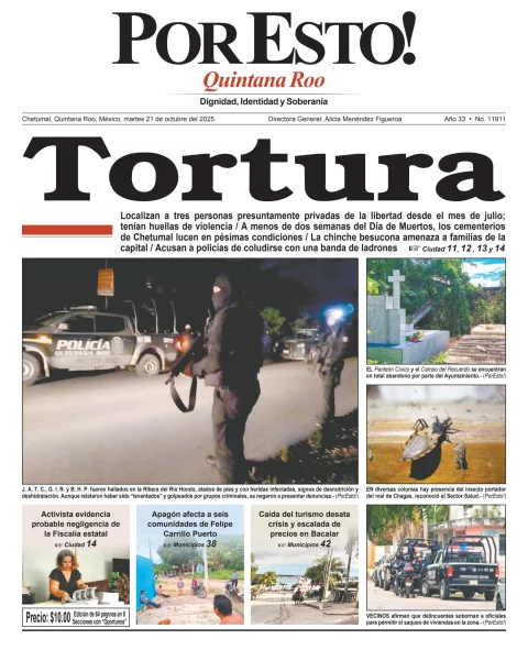 Portada de Por Esto (quintana Roo Chetumal) del martes, 21 de octubre de 2025
