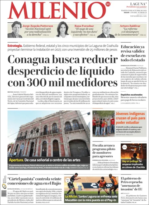 Portada de Milenio Laguna del martes, 21 de octubre de 2025