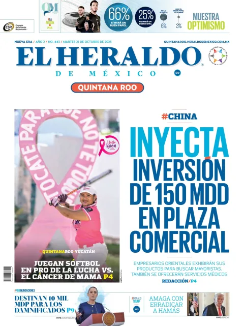 Portada de El Heraldo de Mexico - Quintana Roo del martes, 21 de octubre de 2025