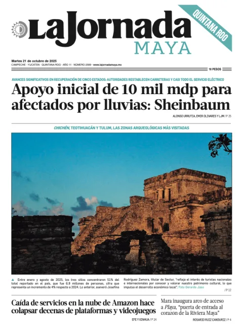 Portada de La Jornada Maya Quintana Roo del martes, 21 de octubre de 2025