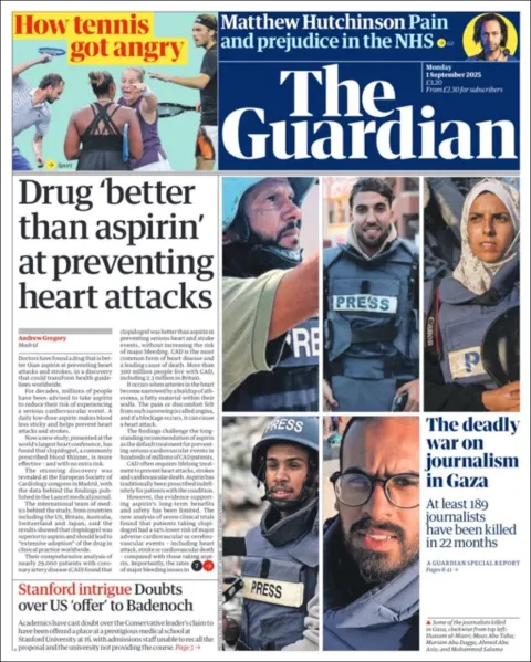 Portada de The Guardian (reino Unido) del lunes, 1 de septiembre de 2025