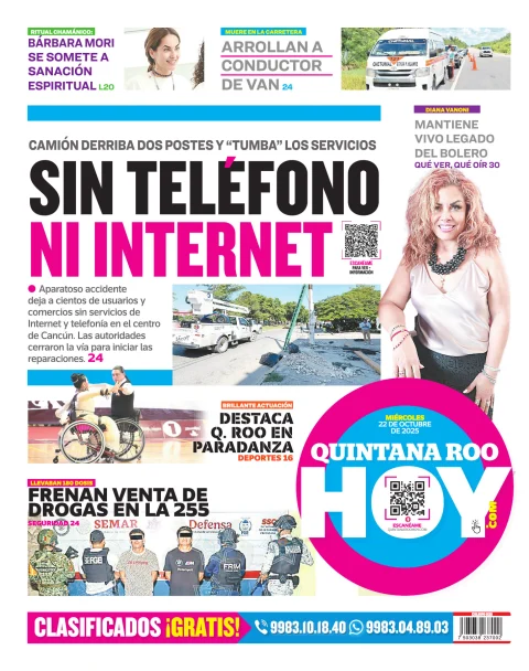 Portada de Quintana Roo Hoy (contraportada)