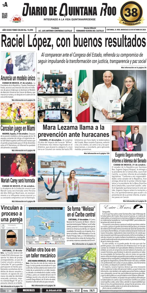 Portada de Diario de Quintana Roo (portada)