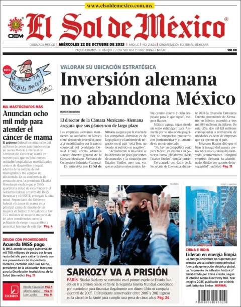Portada de El Sol de Mexico