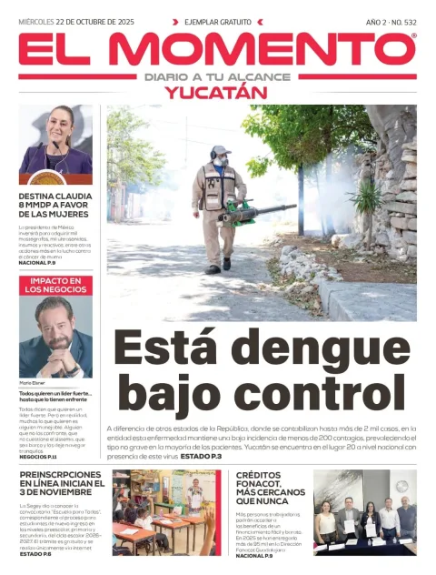 Portada de El Momento Yucatan del miércoles, 22 de octubre de 2025