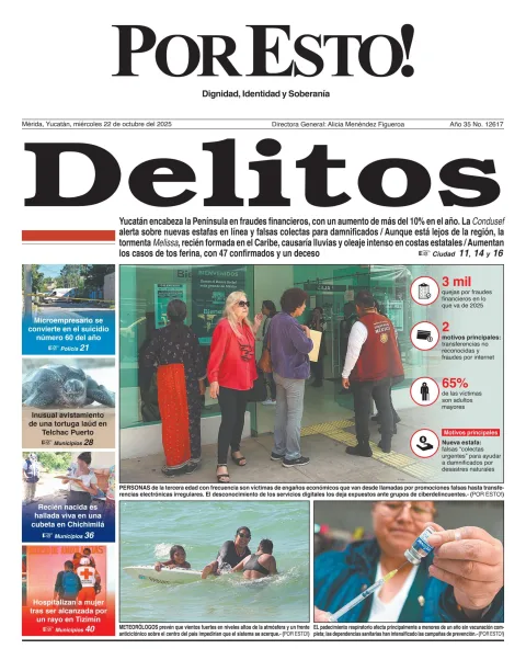 Portada de Por Esto (merida, Yucatan) del miércoles, 22 de octubre de 2025
