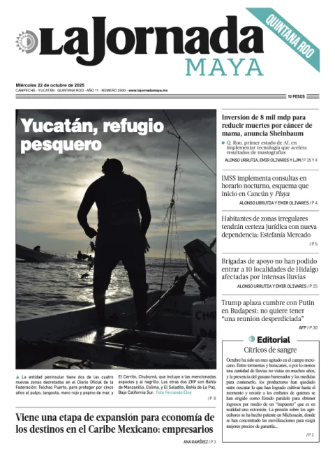 Portada de La Jornada Maya Quintana Roo del miércoles, 22 de octubre de 2025