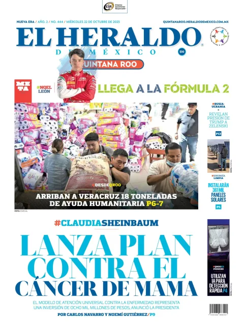 Portada de El Heraldo de Mexico - Quintana Roo del miércoles, 22 de octubre de 2025