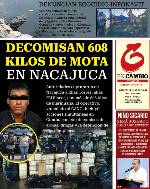 Portada de En Cambio - Tabasco (contraportada) del miércoles, 22 de octubre de 2025