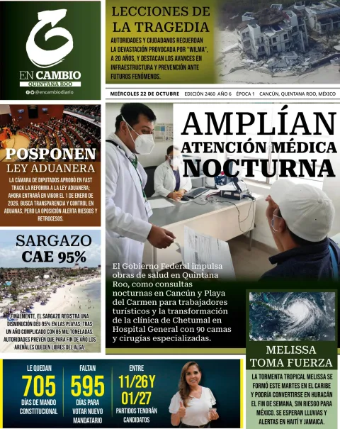 Portada de En Cambio - Quintana Roo (portada) del miércoles, 22 de octubre de 2025